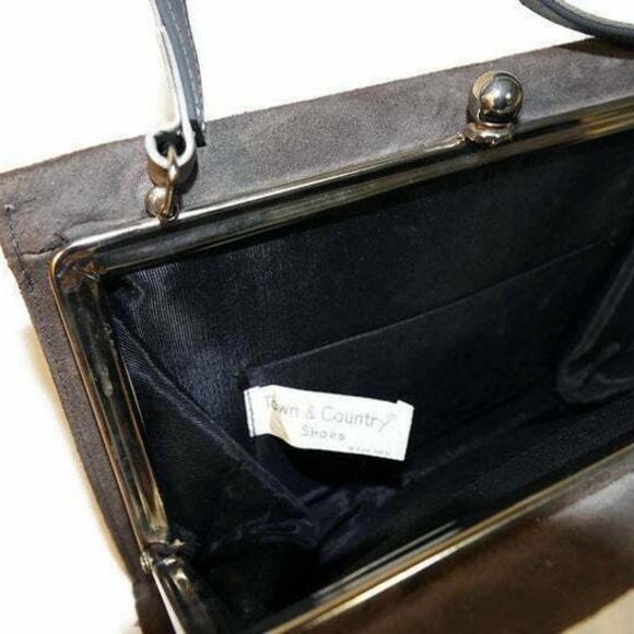 Vintage Gray Suede Purse Trapeze Leather Handbag - Picture 7 of 8